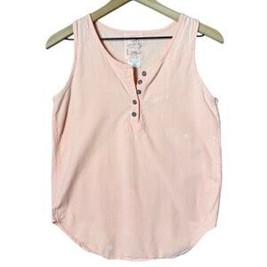 At Last Henley Tank Top 100% Cotton Sleeveless Boho Chic Tank Top Large